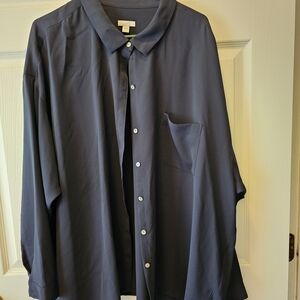 J. Jill Navy Button-Up Blouse